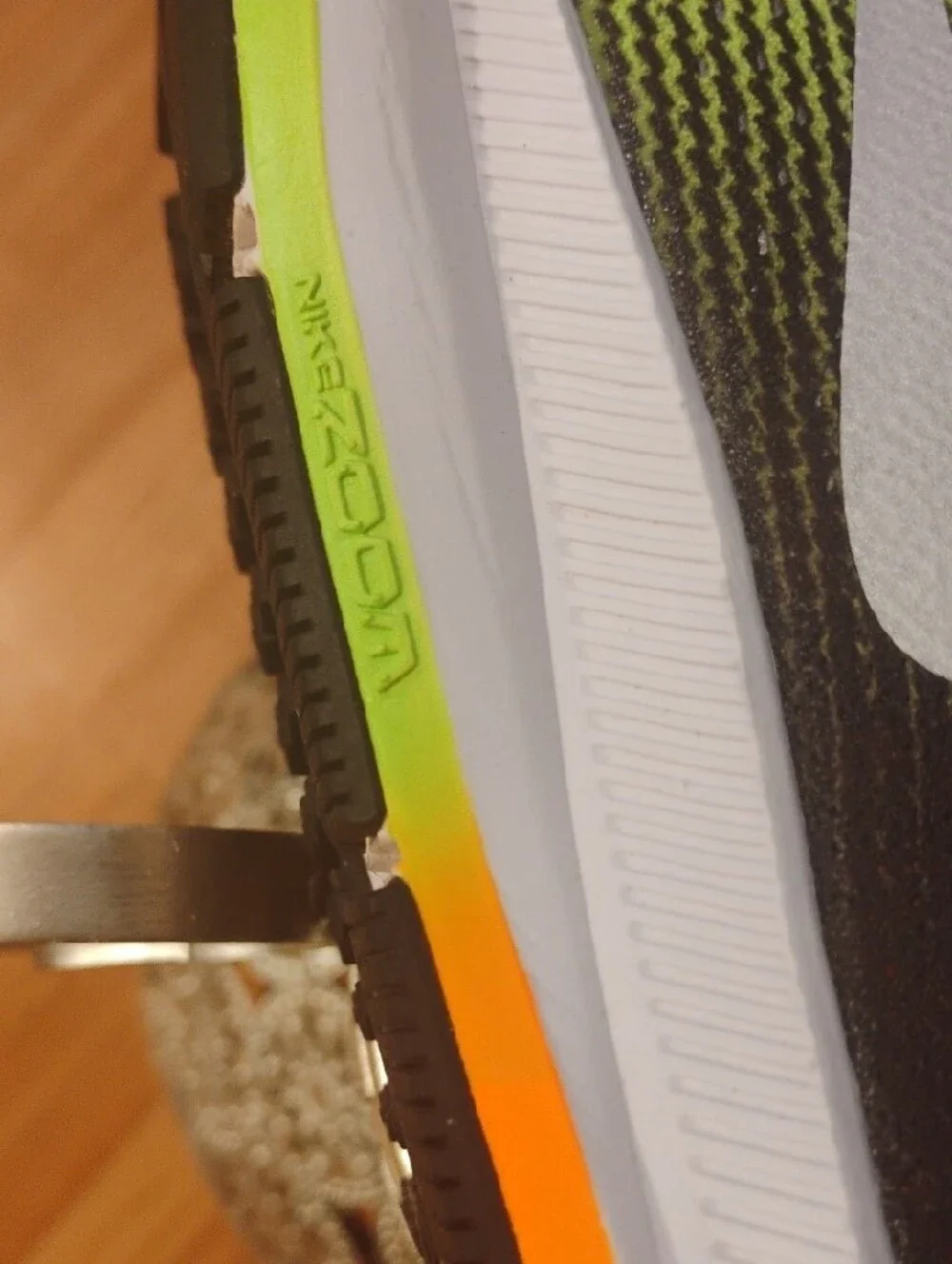 Youth Nike running shoes - Black, Neon Green & Bright Orange 4.5Y